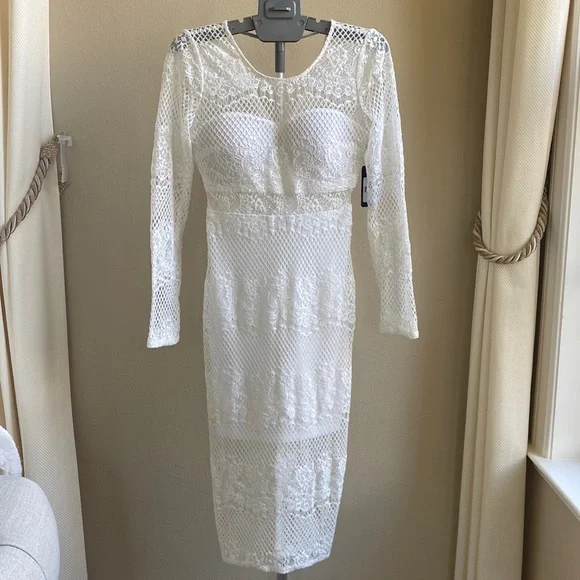 knee length dresses for ladies Shop Y2K Ladies Guess Lace Mini Dress Off White Strappy Floral